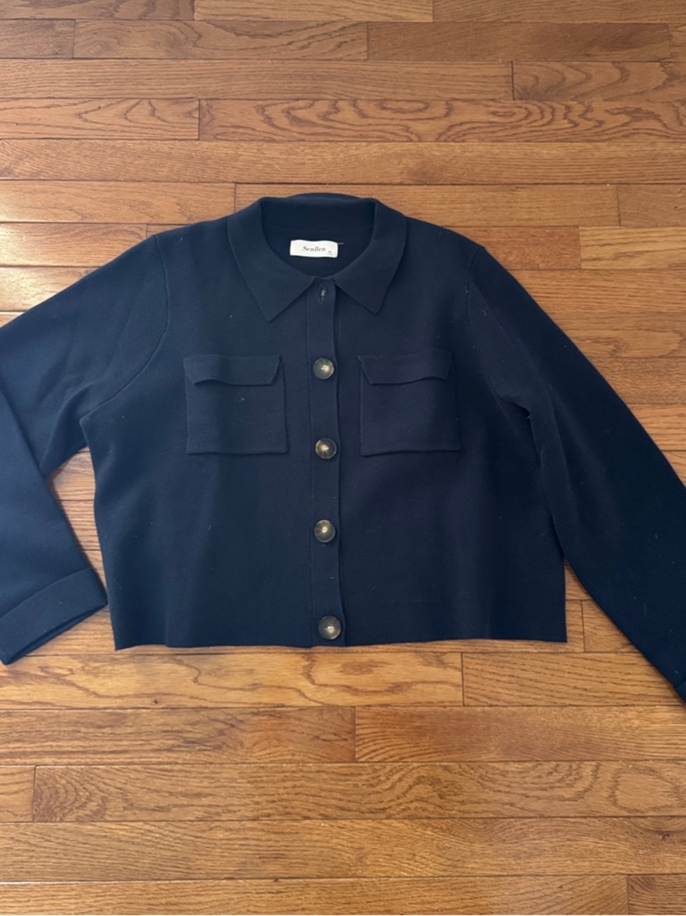 Black Cropped Button-Front Jacket